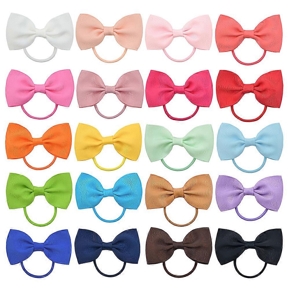 Multicolor Grosgrain Hair Bands For Girls Ponytail Styling Non-Deforming 20Pcs