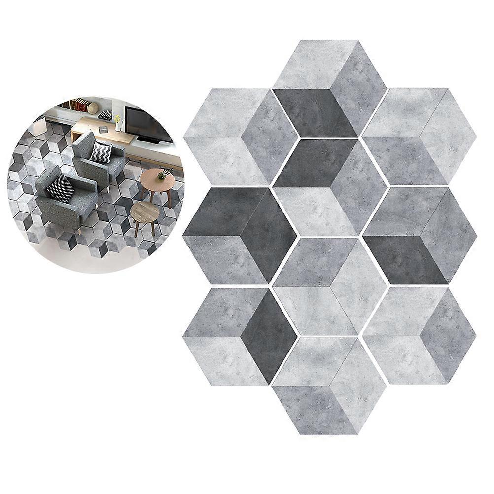 Removable Cement Style Floor Stickers 10Pcs Hexagonal Design For Living Room Doors Wall Decoration