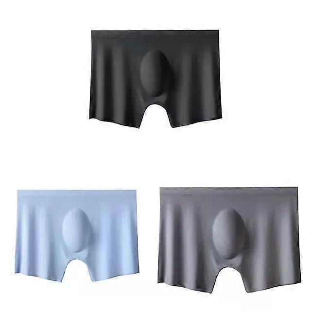 3Pc Summer Men Boxers Ice Silk Seamless Sexy Underwear Man Underpants Boxer Shorts Panties For Male Ultra-Thin Breathable Briefs