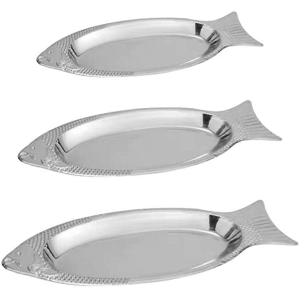 3Pcs Fish Serving Plates for Daily Use Convenient for Food Storage and Microwave Use
