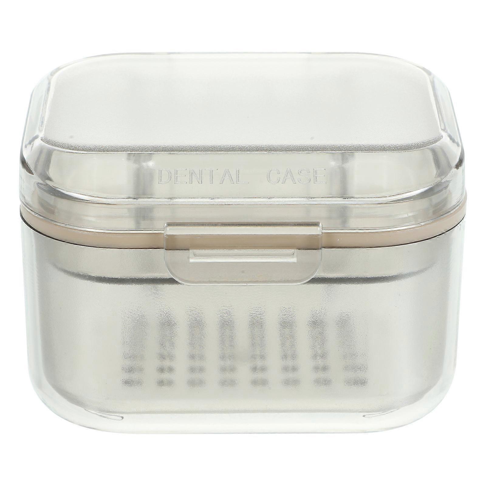 Denture Holder with Drain Shelf for Storage Black Portable Cleaning Case for Braces and Retainers 4.5 x 3.2 x 2.2 Inches