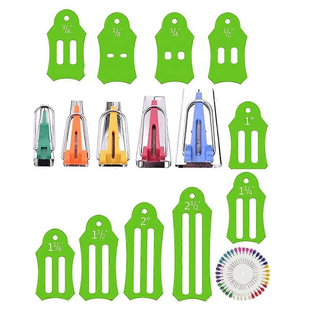 Green Bias Tape Makers Sewing Tool Kit for Home Use Durable and Practical Fabric Folding 5 Piece Set