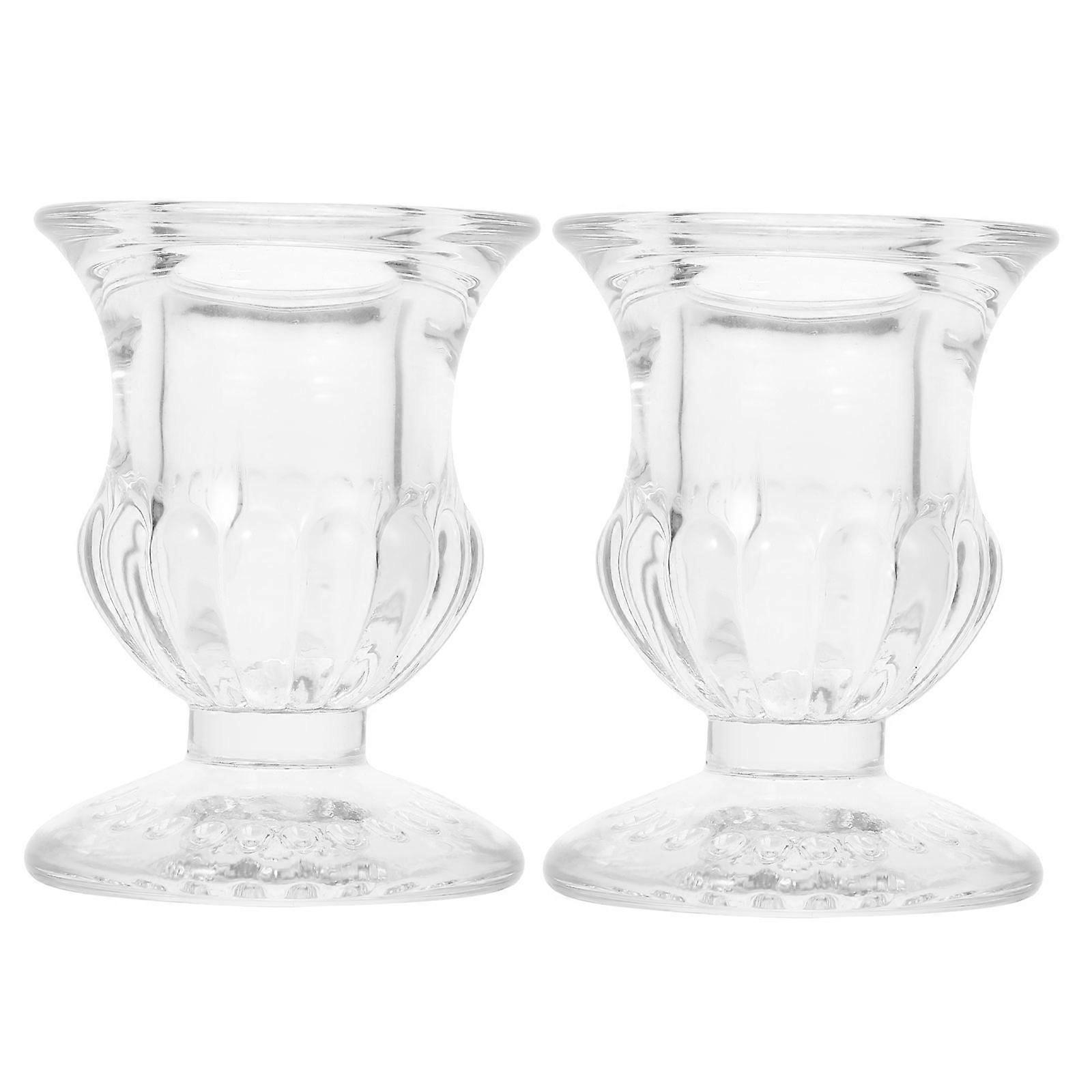 Glass Candleholder Creative Candlestick Decor for Home 2Pcs Set