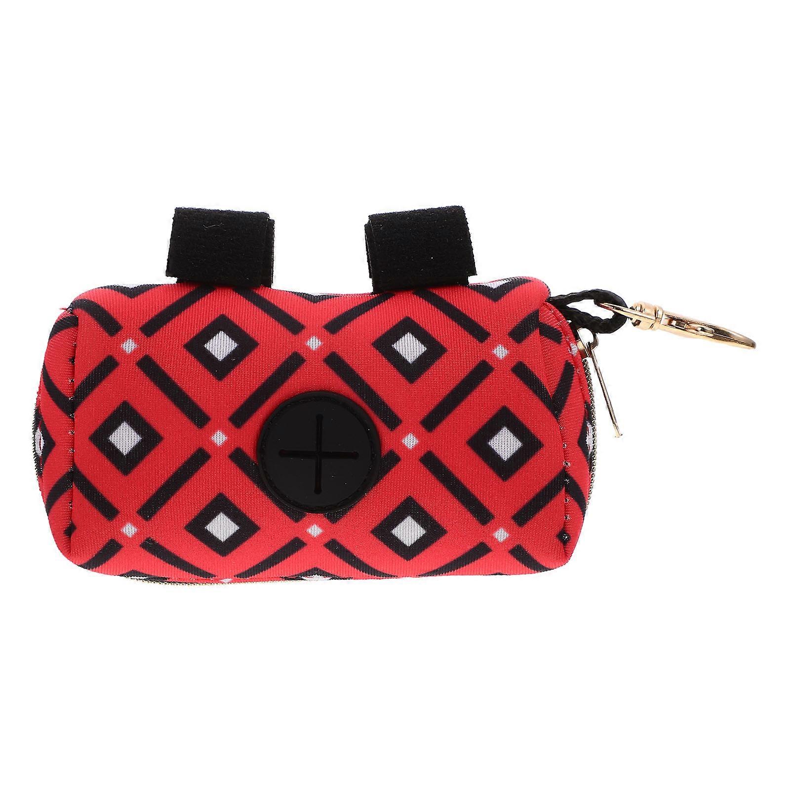 Portable Poop Bag Holder for Dog with Buckle Design Made of Polyester Red Color Suitable for Storage 7 x 5 inches
