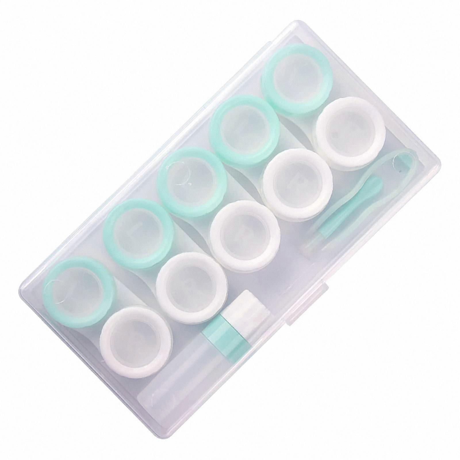 Contact Lens Storage Kit, 5 Pairs Lens Case with L/R Caps, Soaking Bottles, Remover Tool, and Tweezers for Safe Lens Care