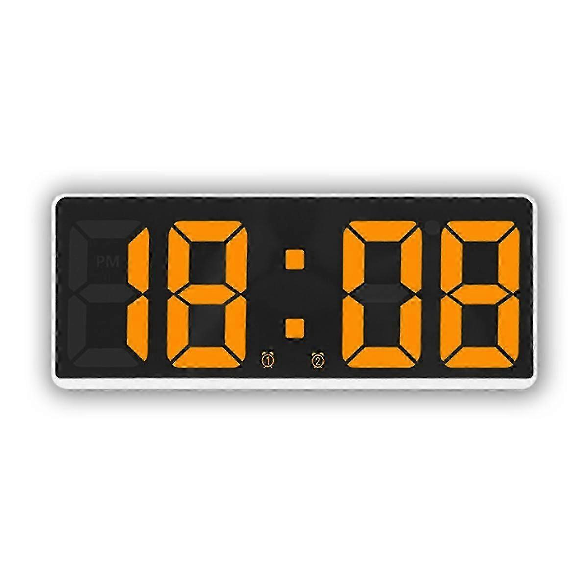 Large Screen Digital Alarm Clock, Simple LED, Orange Bedroom Bedside Clock