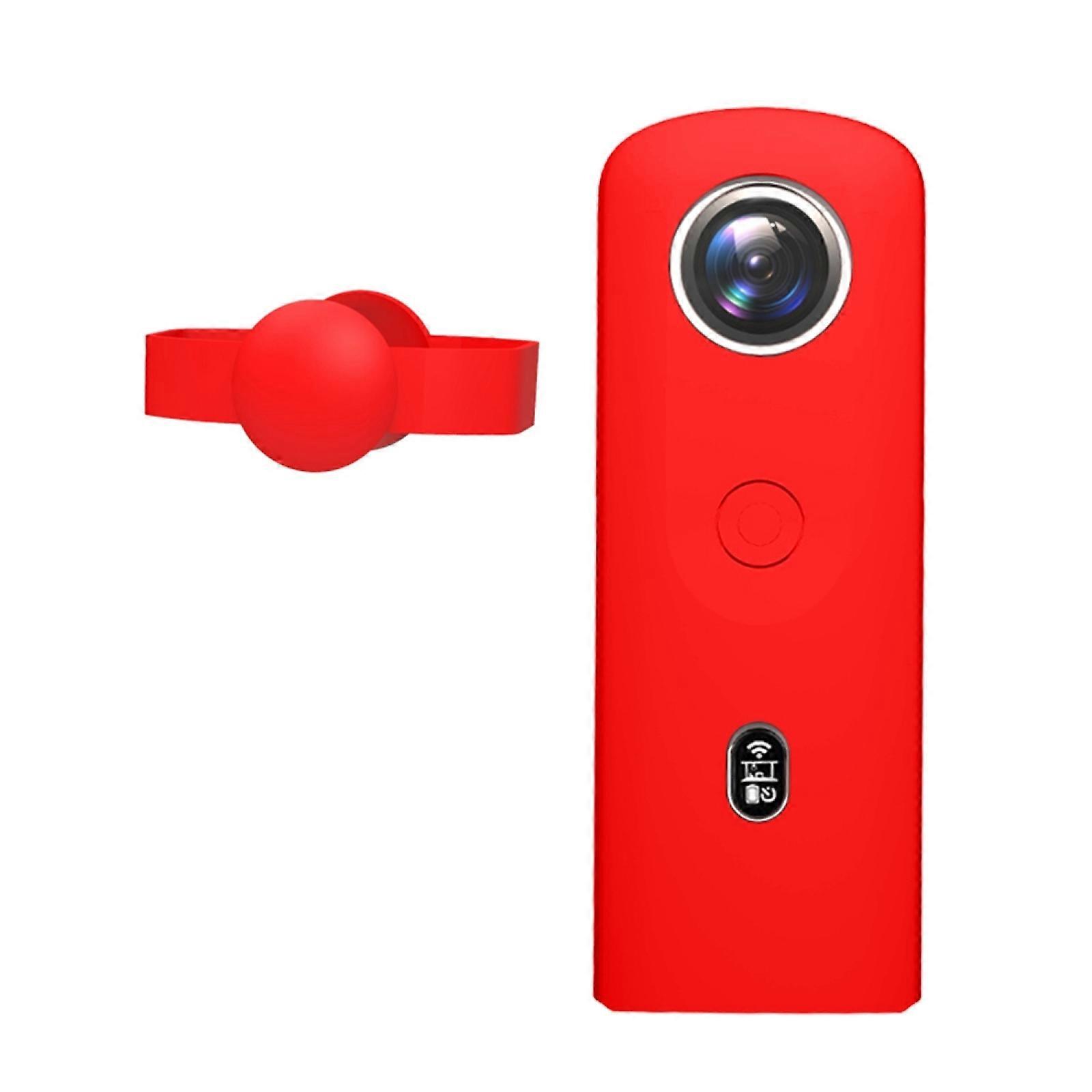 TKdaddy PULUZ PU585 For Ricoh Theta SC2 Camera Silicone Protective Case with Lens Cover Red