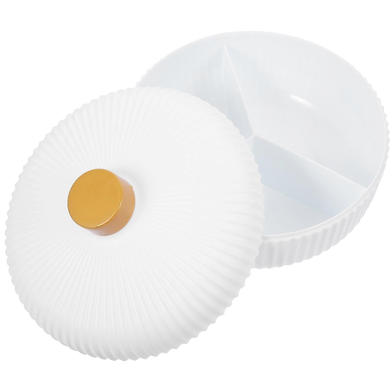 White Round Snack Storage Box with Lid Compartment Design for Dried Fruits and Treats 100% PP Material