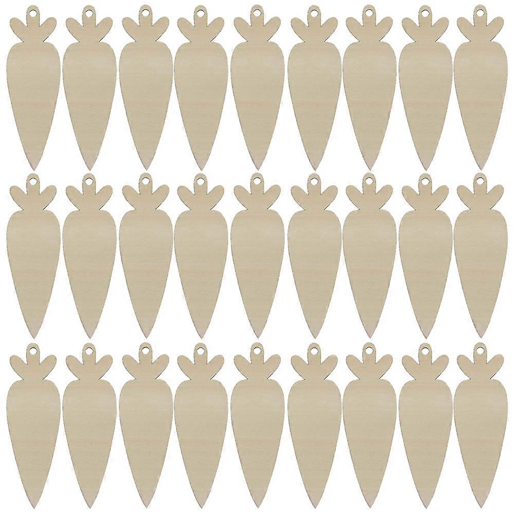30Pcs Easter Unfinished Wooden Ornaments Carrot Blank Craft Wood Slices for DIY
