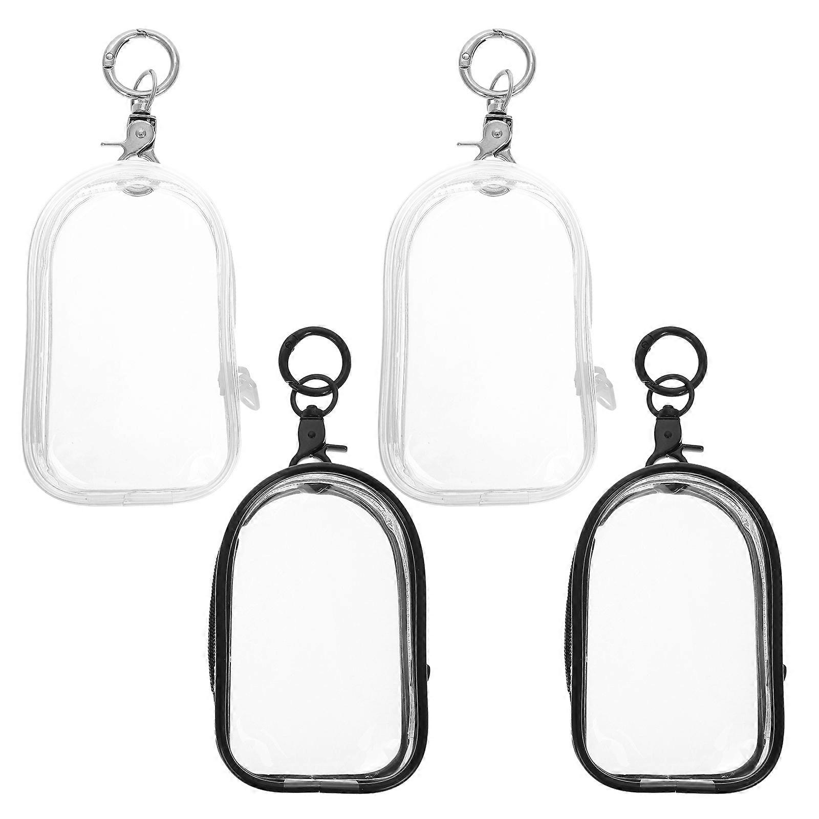 4pcs Mini Figure Bags Clear Display Bag for Dolls Keychain Assorted Color Convenient Plastic Display