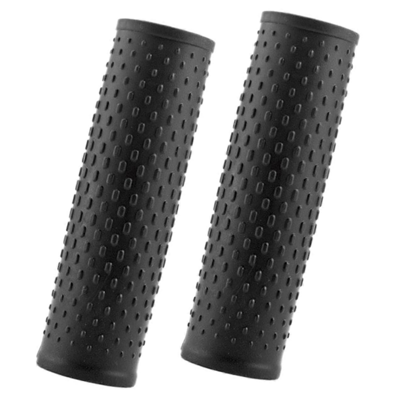 2-Pack Roller Handle Grips for Electric Scooters and Bikes, Black Silicone, 12x3.5cm, Compatible with Standard Handlebars