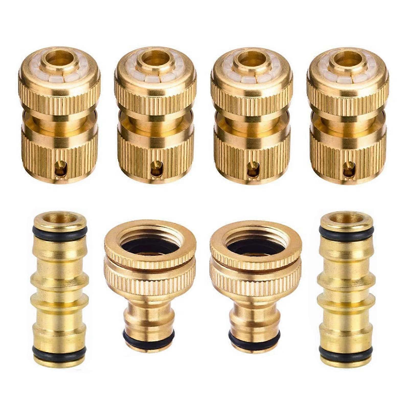 Brass Hose Connector 8-Pack Double Plug Quick Coupling For Garden Patio Irrigation