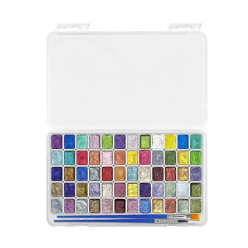 Solid Watercolor Pigment Set 20 or 60 Vibrant Colors with Sparkling Effect for Professional and Beginner Artists