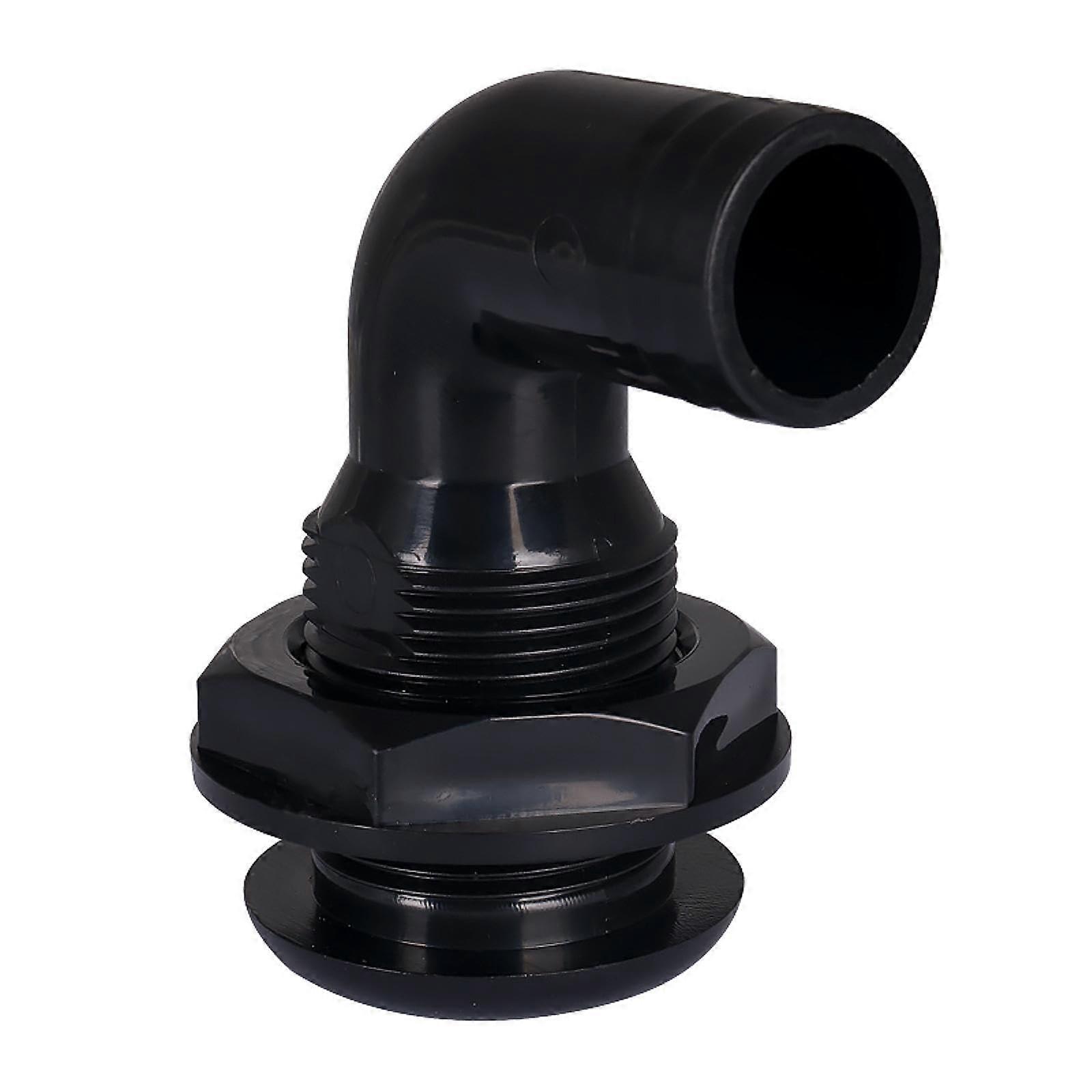 90 Degree Thru Hull Connector, Leakproof Hose Pipe Elbow for Bilge Pump Drain, Compatible with Boating Yachts, Black