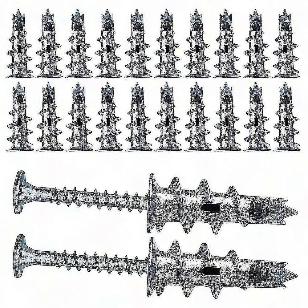 40 Pcs Metal Self-Driving Anchor Plasterboard Dowels with Screws 4.5x35mm for Single & Double Layer Drywall