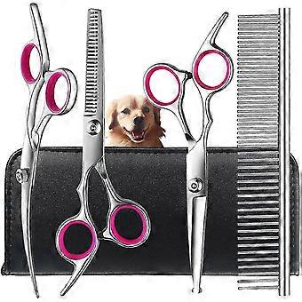 Hundepflege-Scheren-Set mit runder Sicherheitsspitze, Edelstahl Professionelles Hundepflege-Scheren-Set für langes und kurzes Haar von Hund Katze Haustiere