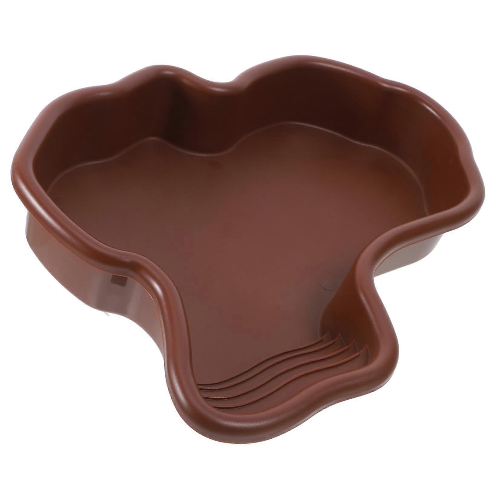 Turtle Soaking Tub Extra Large, Reptile Water Dish and Feeding Basin, Terrarium Bowl With Landscape Ornament