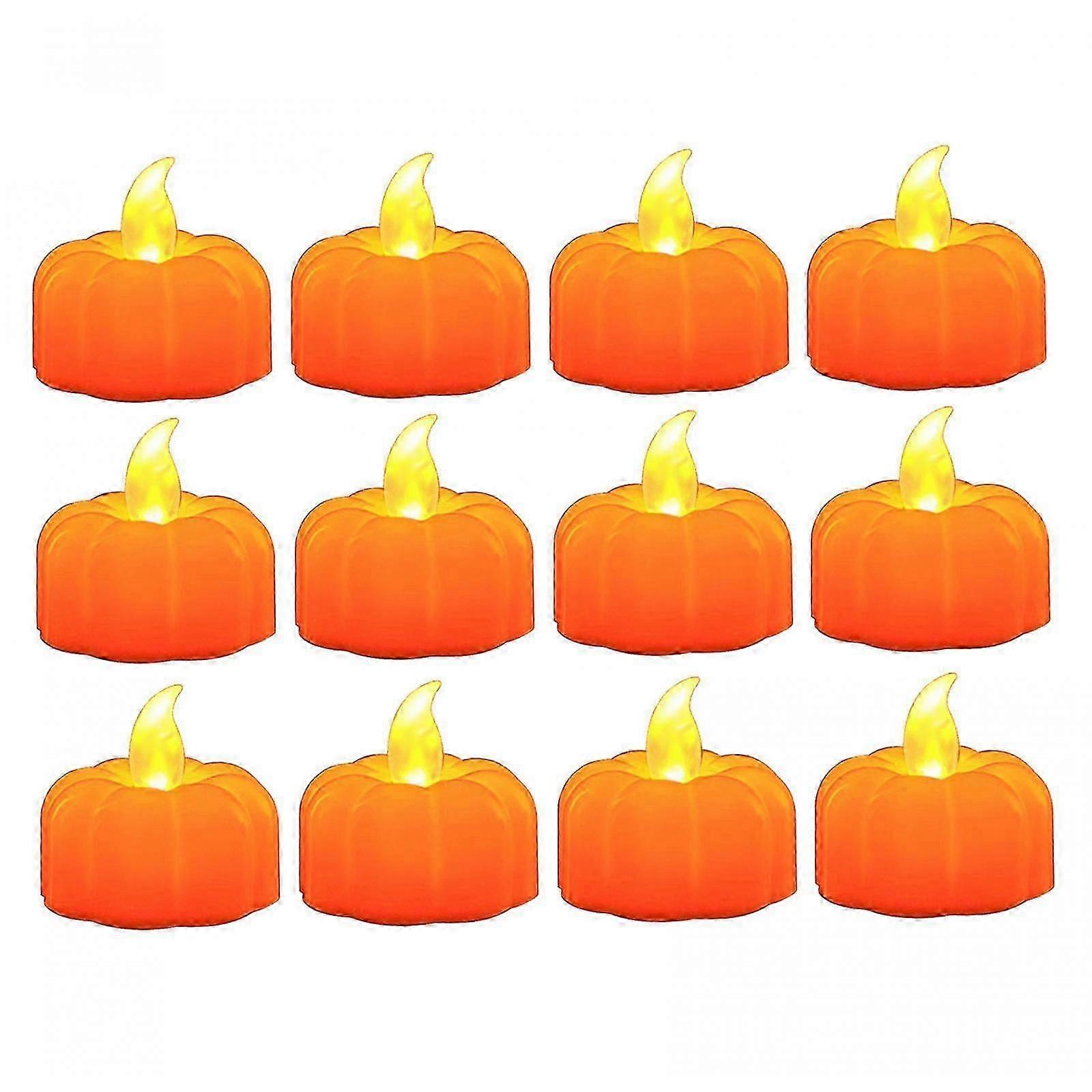 12pcs Theme Pumpkin Halloween Tealight Candles