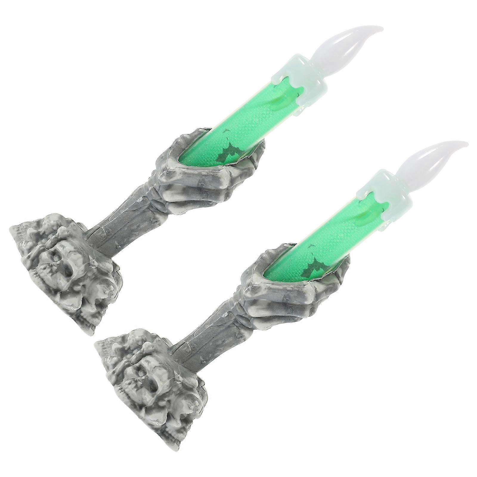 Ghost LED Light Skeleton Hand Candle Lamp Halloween Party Decoration Powered 2Pack