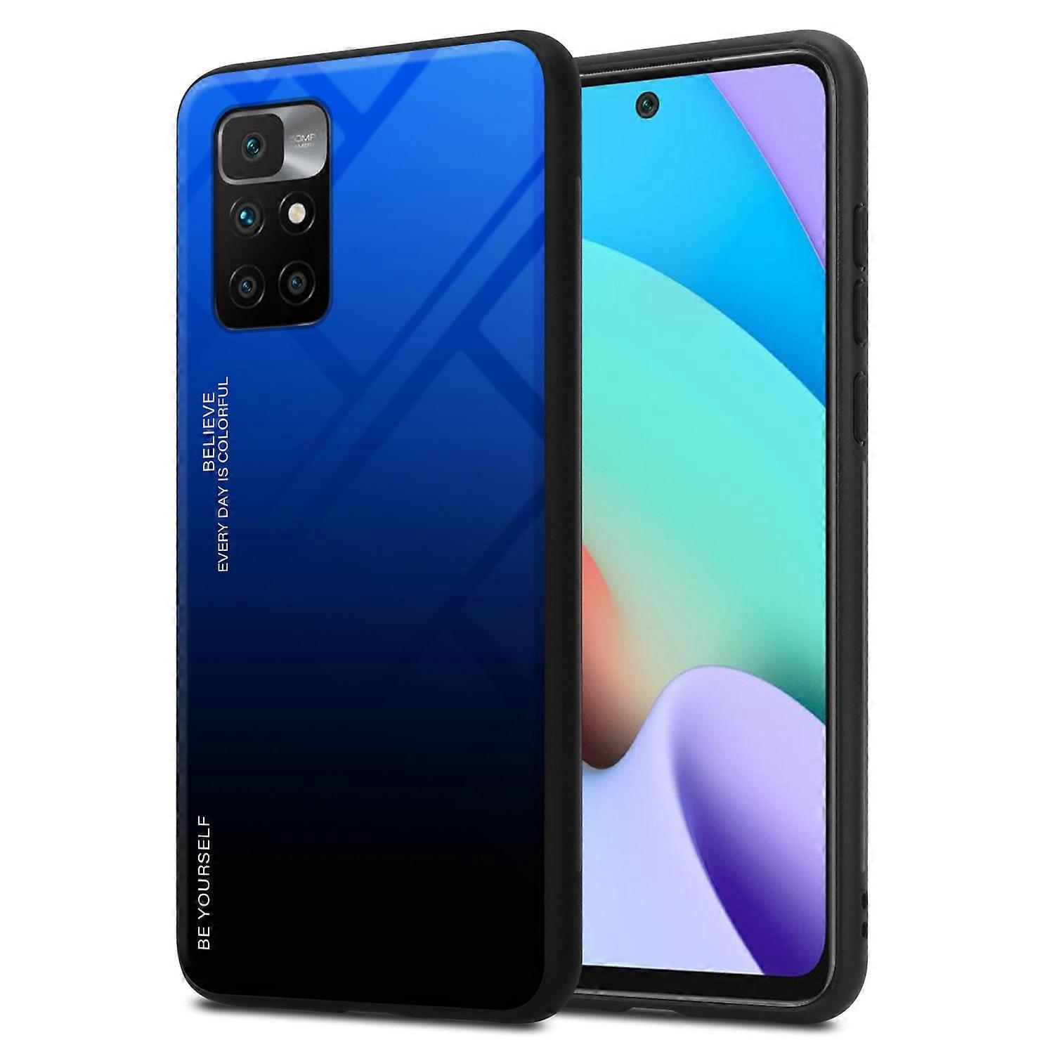 Xiaomi RedMi 10 4G TPU Case - Back Cover with Protective Glass - Two-tone