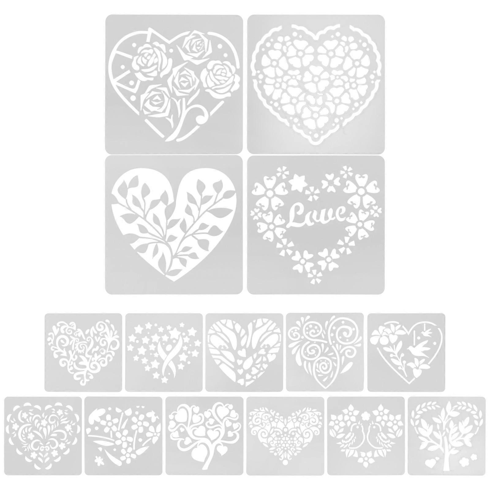 Stencil Set Heart Shape Wall Painting Stencil Diy Projects Pet White Reusable 15 Sheets