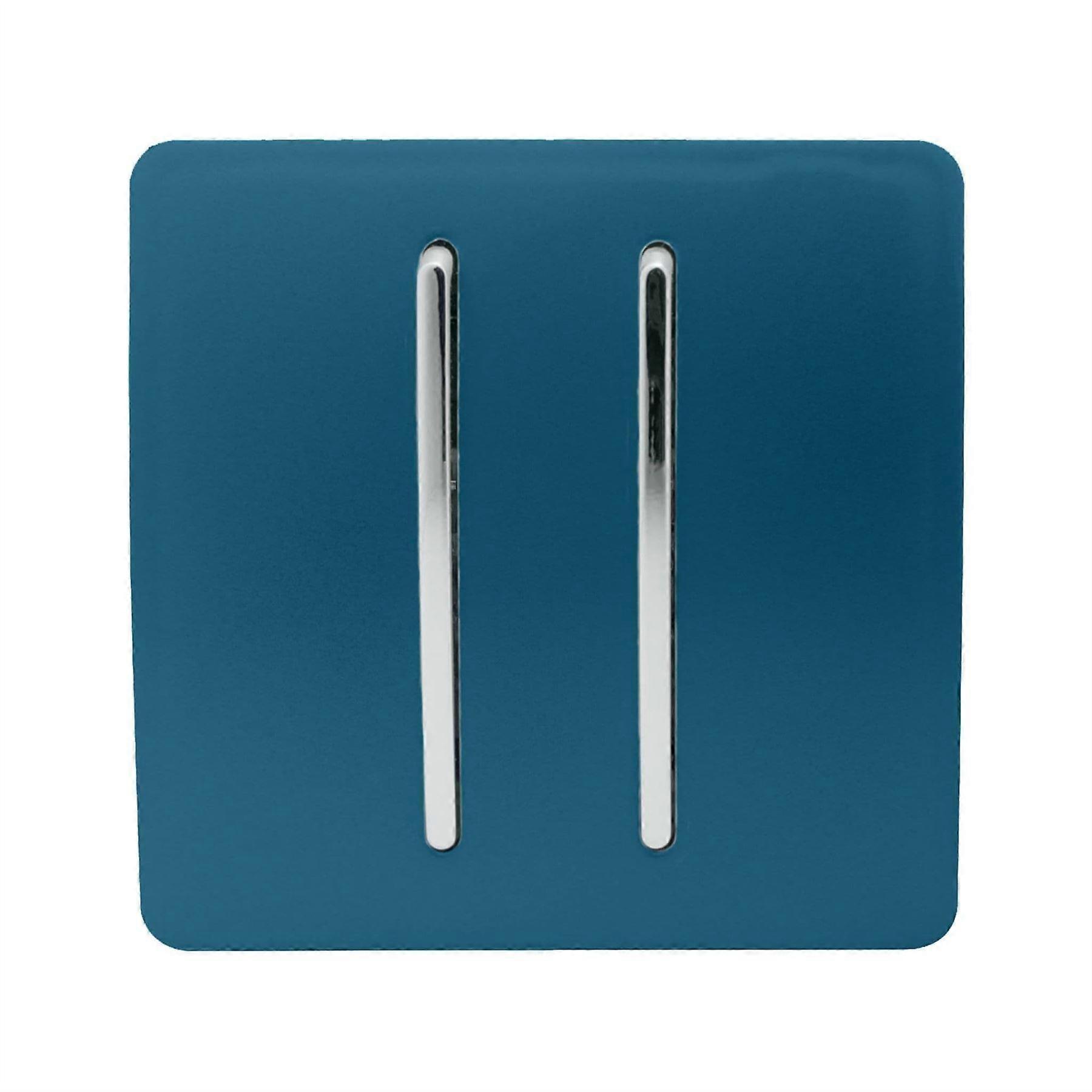 Trendi 2 Gang 3 Way Intermediate Artistic Modern Glossy 10 Amp Rocker Light Switch Midnight Blue