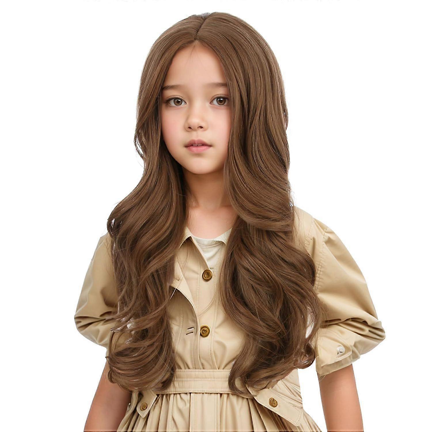 Light Brown Wig for Kids Children Long Light Brown Wavy Curly Wig Girls Long