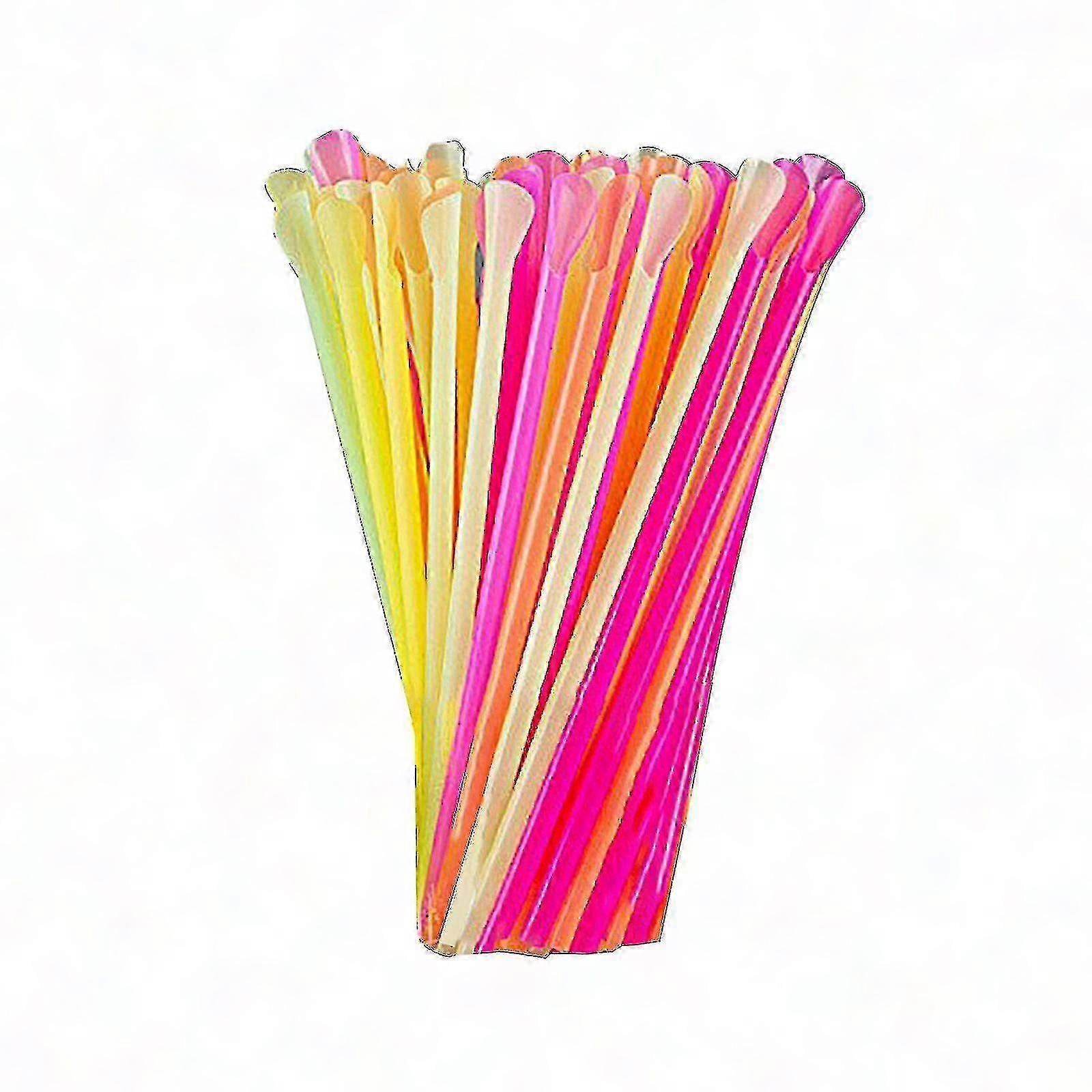 100-1000pc Canudos de Smoothie de Plástico Colorido Descartáveis com Colher - Pacote a Granel