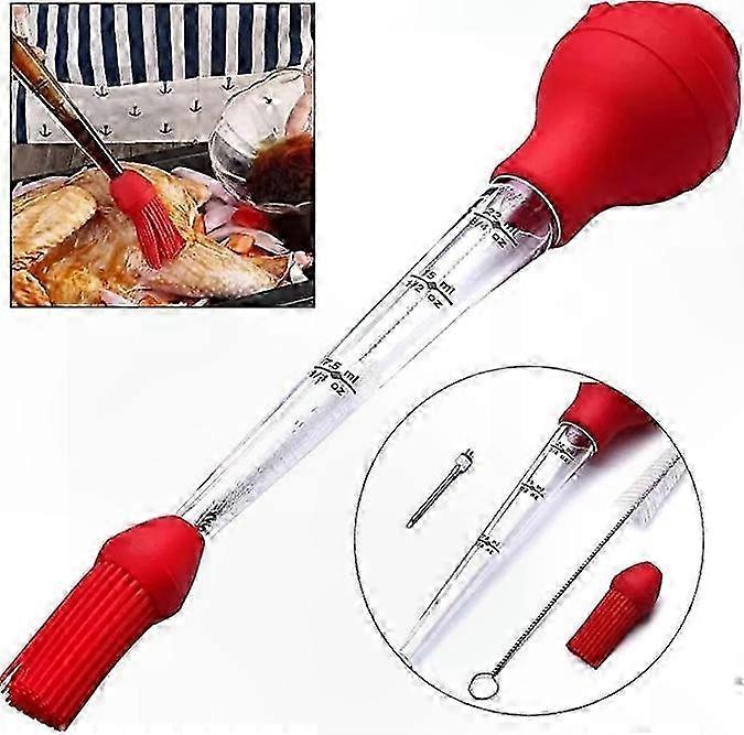 Silicone Basting Set with Brush - Heat-Resistant 4-in-1 Seasoning Tool for Roasting