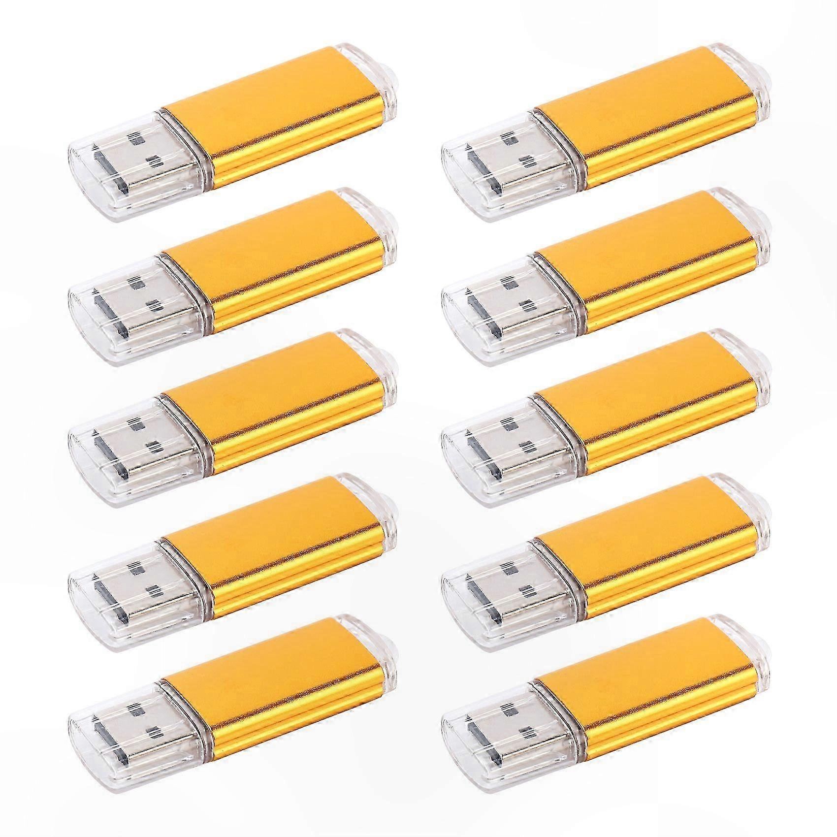 10x 512MB USB 2.0 Memory Sticks for Data Storage and Transfer Golden Bulk Pack