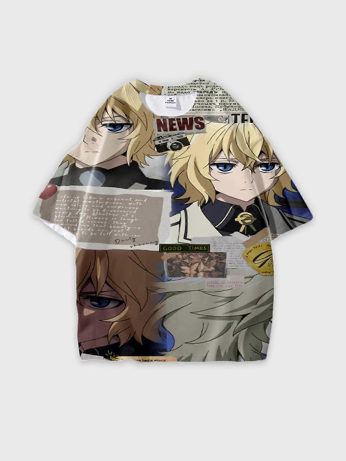 T-Shirt Round Neck, Loose Short Sleeve Seraph of the end Mikaela Hyakuya Graphic Tee, Unisex Summer Casual Top U892