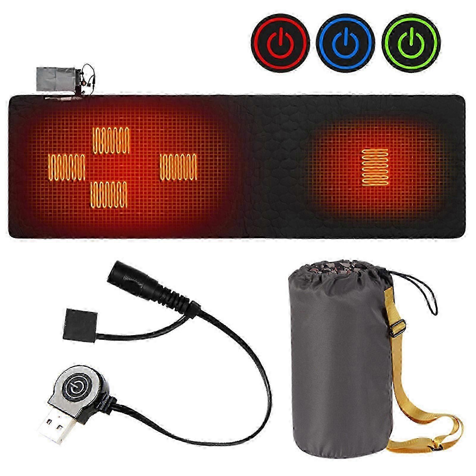 Forro de saco de dormir aquecido, almofada de dormir forrada de flanela de algodão com 5V USB Power Support Heating Pad