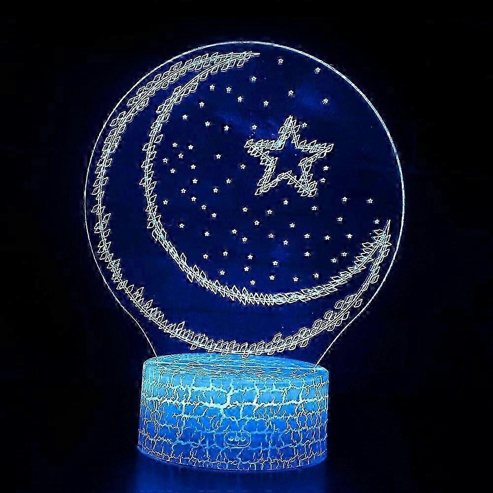 3D Ramadan LED Lights Acrylic EID Mubarak Muslim Decoration for Home Desktop Lights Moon Stars Remote Control Colorful EID Lamp