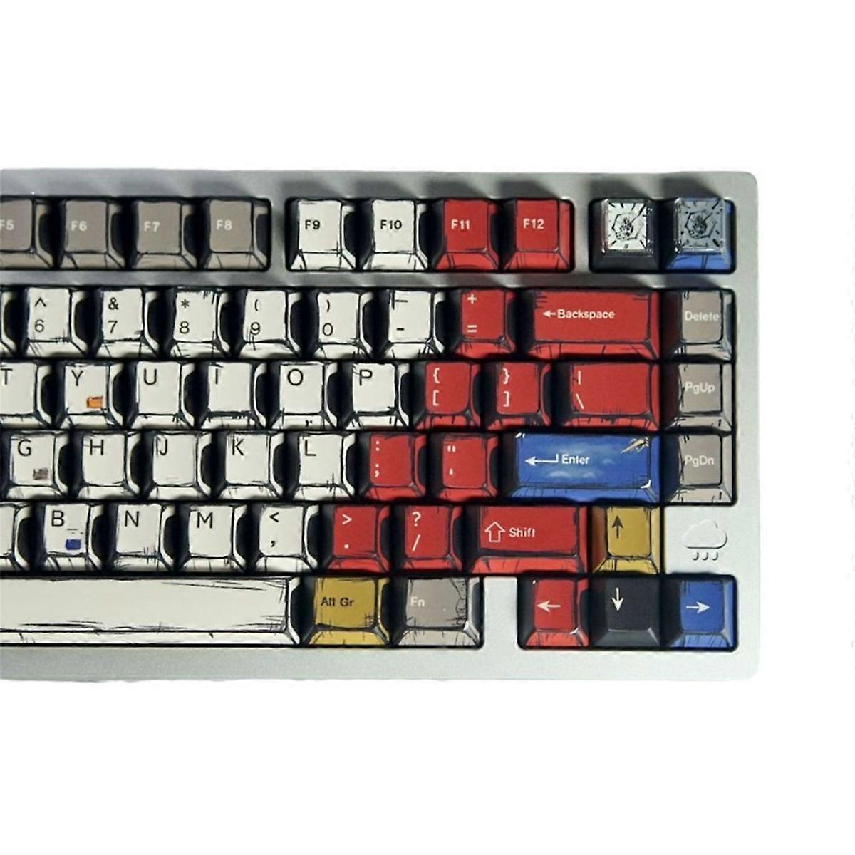 PBT Comic Style Keycaps Cherry Profile 141 Keys Keycaps Set Suitable Cherry MX Switches for Mechanical Keyboard
