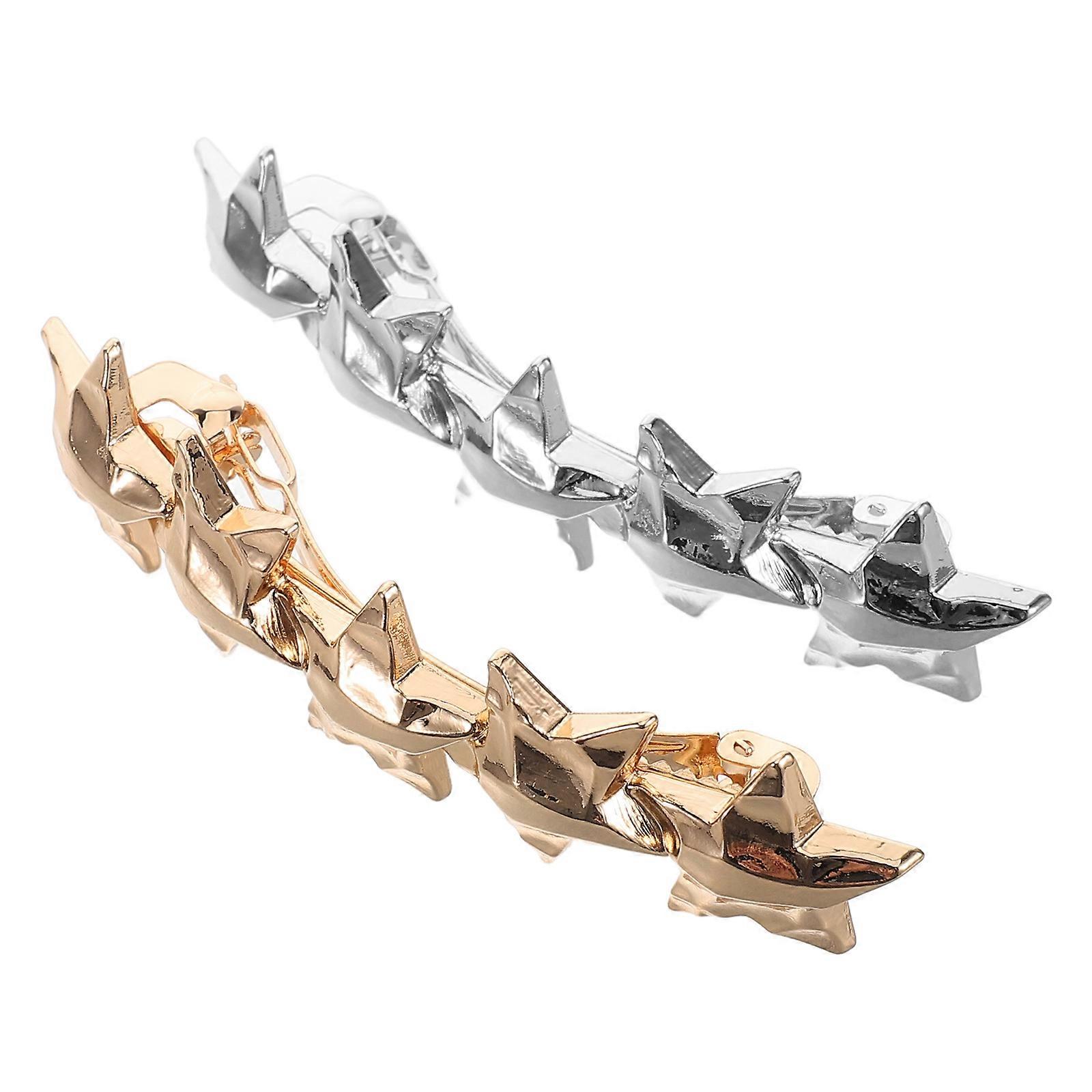 2PCS Assorted Color Star Hair Clips for Women's Zinc Alloy Spring Barrette Secure Hold and Unique Design
