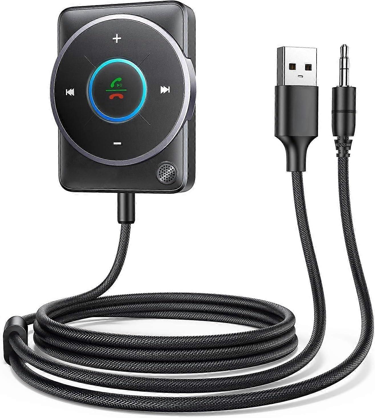 Bluetooth 5.4 Aux Car Adapter,Bluetooth Receiver with Nylon Braided Cable, Plug & Play for Car Music(Black)