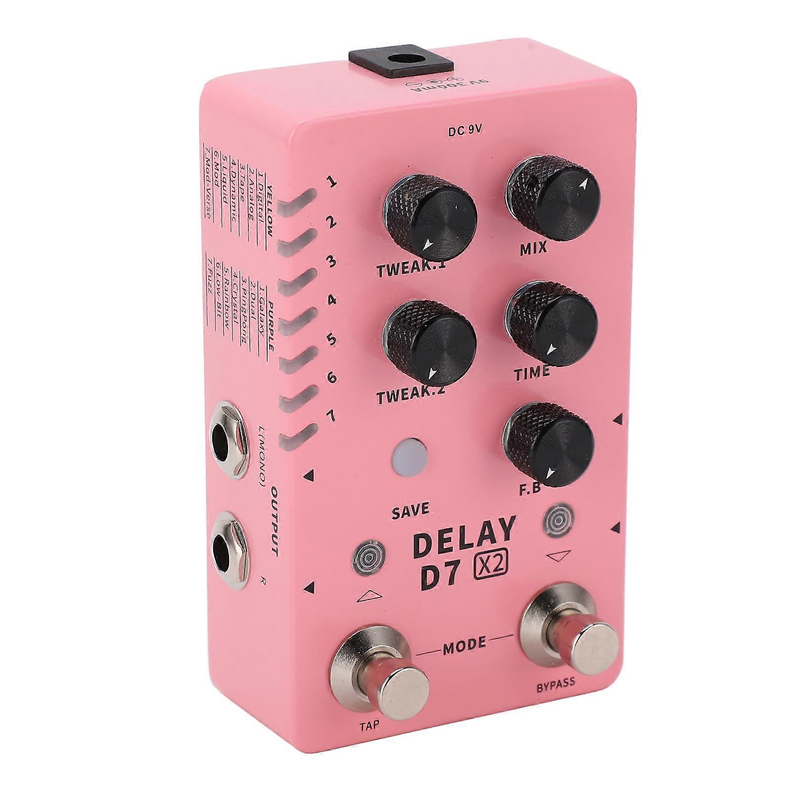 Stereo Delay Effect Electric Guitar Single Effector Support Storage with 14 Effects 100‑240VUK Plug 