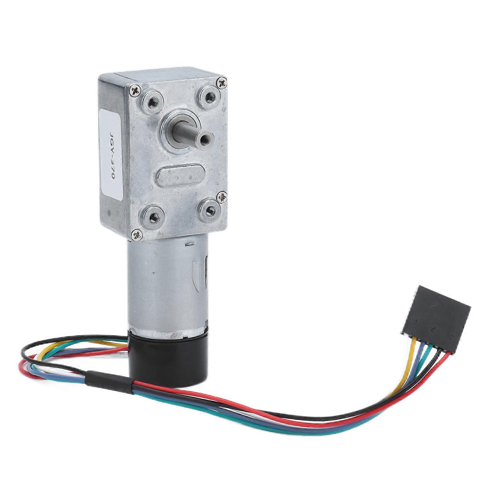 JGY-370 DC 24V Worm Gear Motor with Encoder 6x14mm Shaft