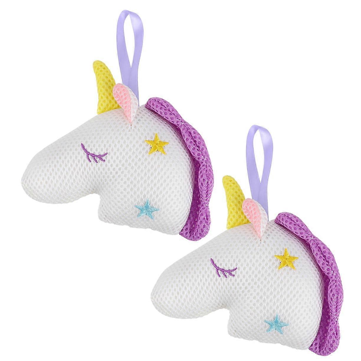 Shower Sponge 2Piece Set Cartoon Exfoliating Mesh Scrubber for Unisex Bathroom SkinFriendly SpaceSaving Design