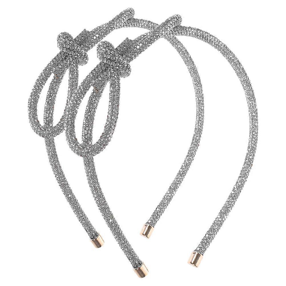 White Rhinestone Bowknot Headband for Women Makeup