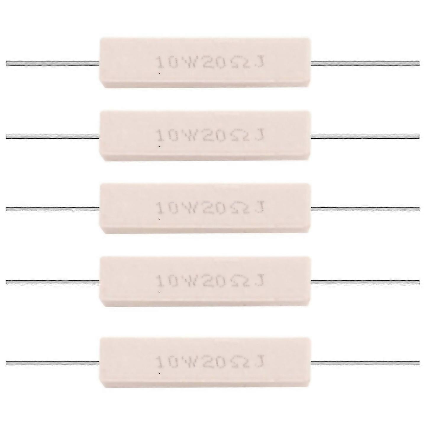 For 5x 10w 20 Ohm 5 Wirewound Ceramic Cement Resistor