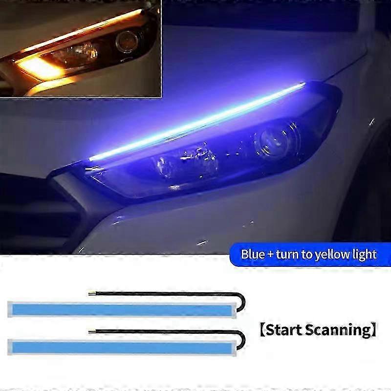 2pcs LED DRL Lamp Strip Flowing Daytime Running car lights RGB APP Remote 12V Flexible Waterproof Headcar light Turn Signal car light
