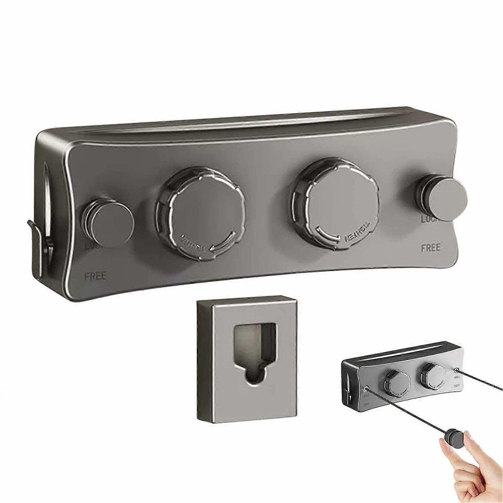 TKdaddy Retractable Clothesline 5.1M Dual Line Adjustable Tension Balcony Drying Rack Space Saving Tarnish