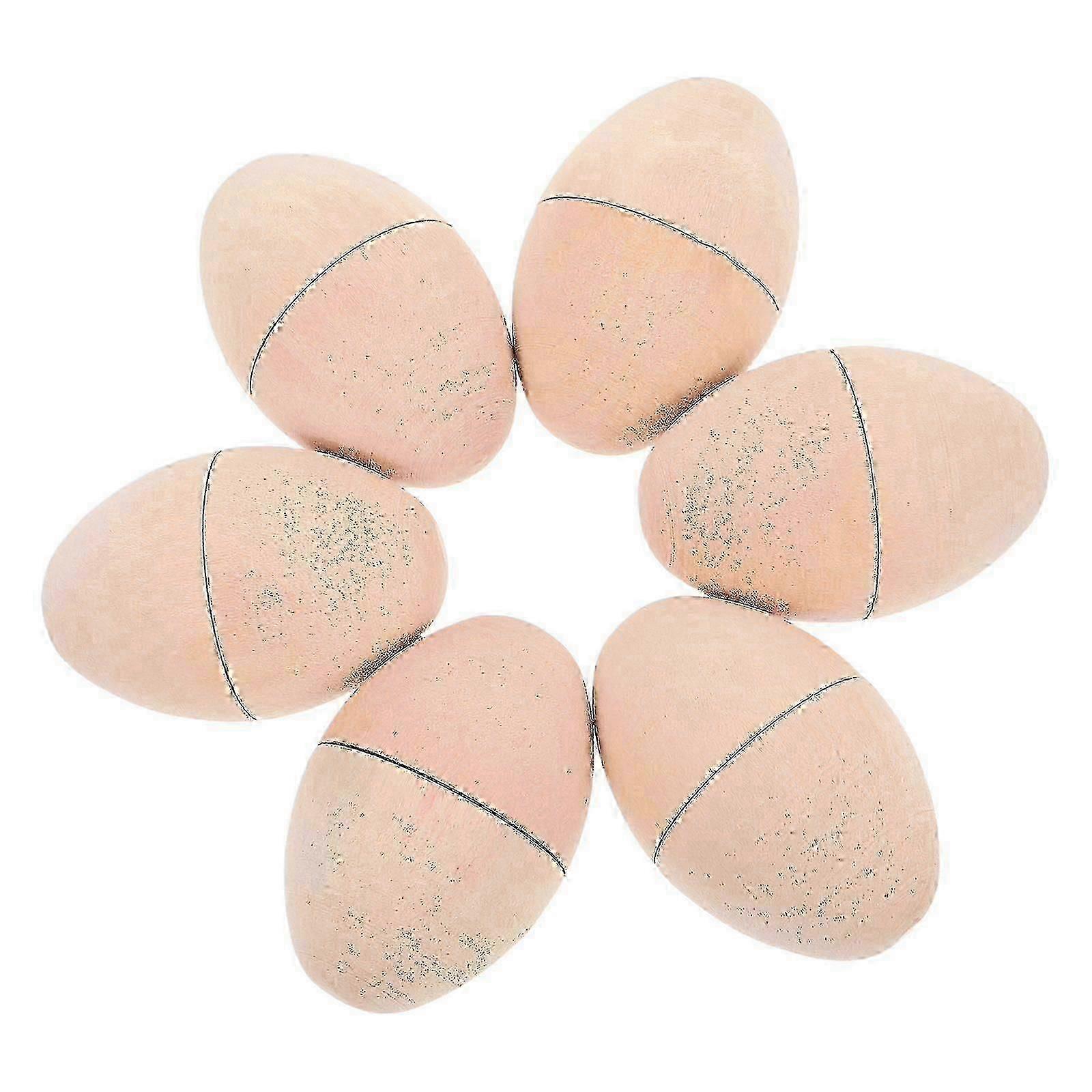 6pcs Wooden Hollow Eggs Easter Diy Crafts Unfinished Wood Eggs For Painting Creative Easter Decoration Easter Eggs Empty Wooden Egg