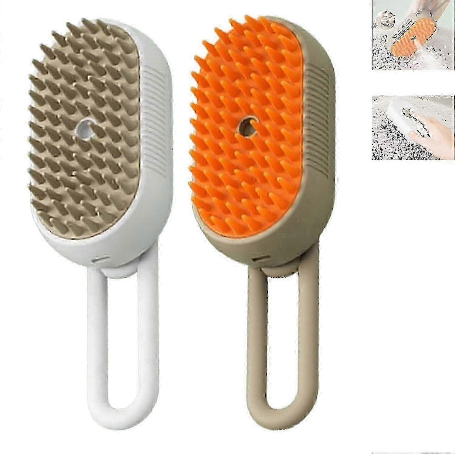Cat Grooming Brush, Cloud Care Pet Brush (White+Brown)