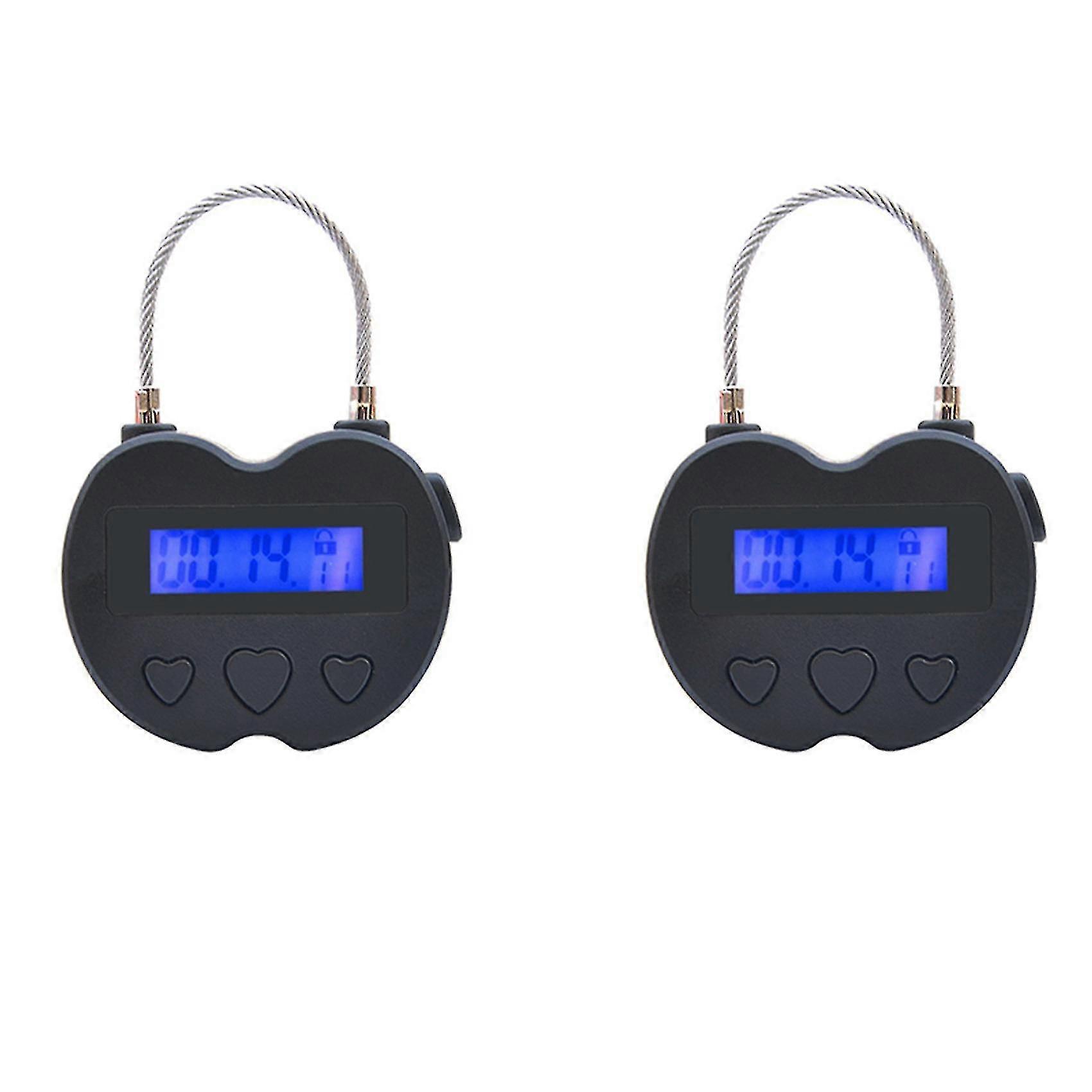 2x Smart Time Lock Lcd Display Time Lock Usb Rechargeable Temporary Timer Padlock Travel Electronic