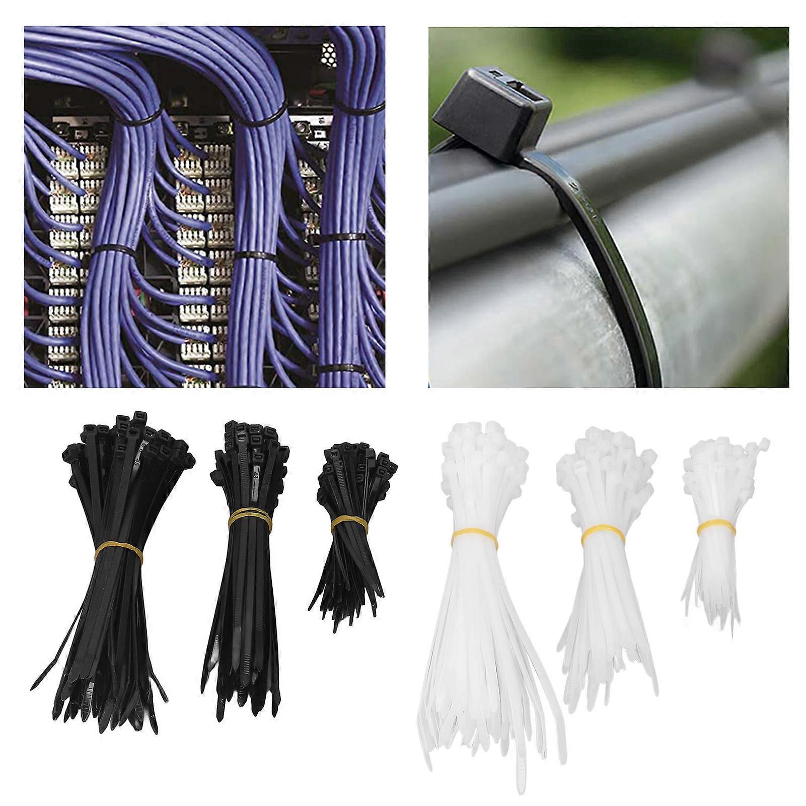 400Pcs Nylon Cable Zip Ties Assorted 4, 6, 8in Black White