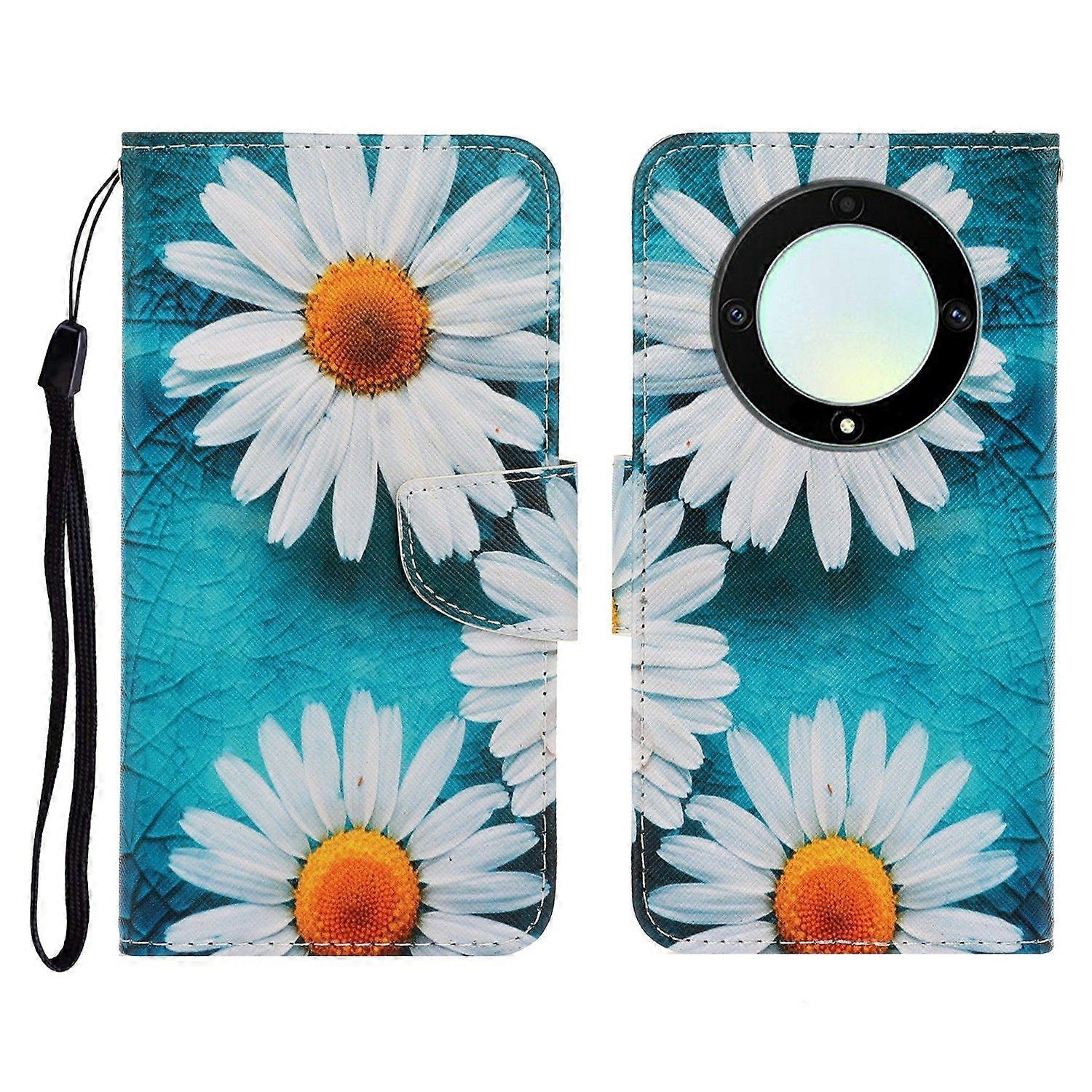 For Honor Magic5 Lite 5G/ X9a 5G Case Pattern Printing Protective Leather Folio Phone Cover with Wrist Strap