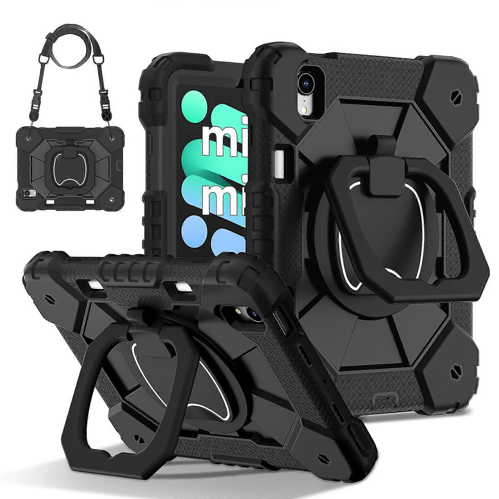 Shockproof 360° Rotating Stand Kids Case with Hand & Shoulder Straps for compatible with iPad Mini 6 7 A2993 A2995 A2996 A2567 A2568 A2569