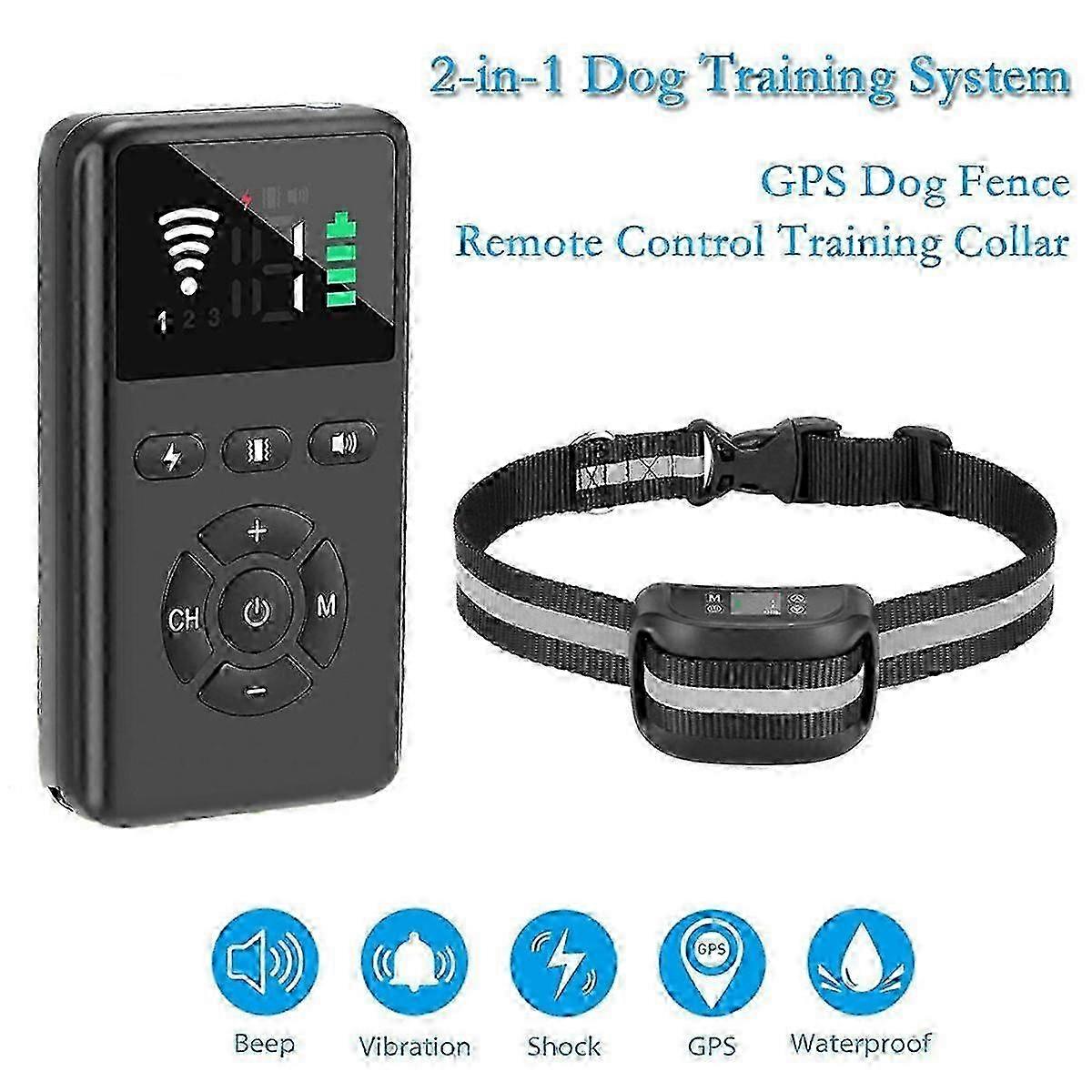 2 in 1 Dog Training System GPS Electronic Fence Remote Control Training Device Rechargeable Waterproof Collar 2025
